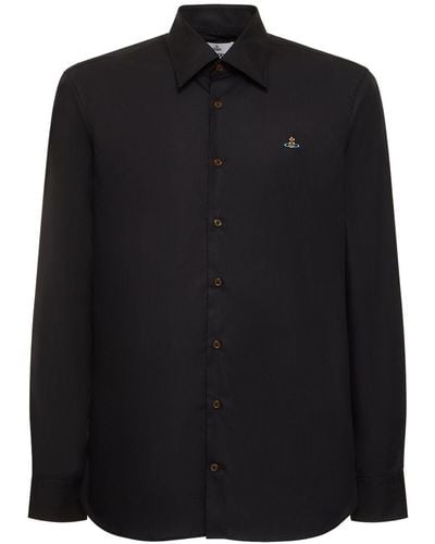 Vivienne Westwood Logo Embroidery Cotton Poplin Shirt - Black
