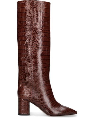 Paris Texas 70Mm Anja Croc Embossed Tall Boots - Brown