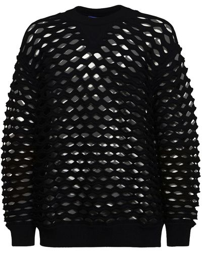 Junya Watanabe Pull-over en mesh de laine - Noir