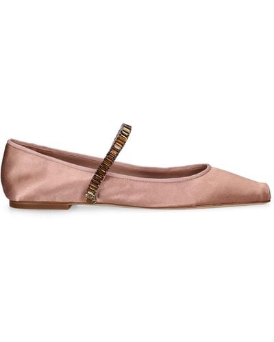 Tory Burch Ballerines plates en satin à cristaux - Rose