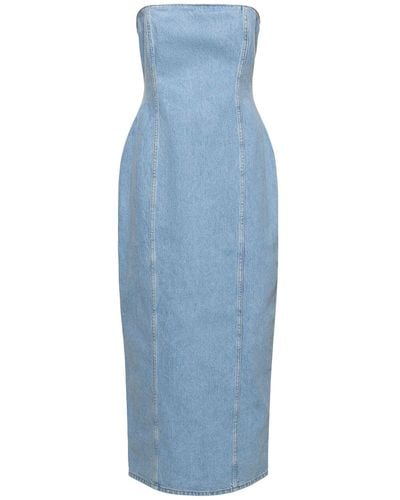 Magda Butrym Cotton Denim Tube Dress - Blue