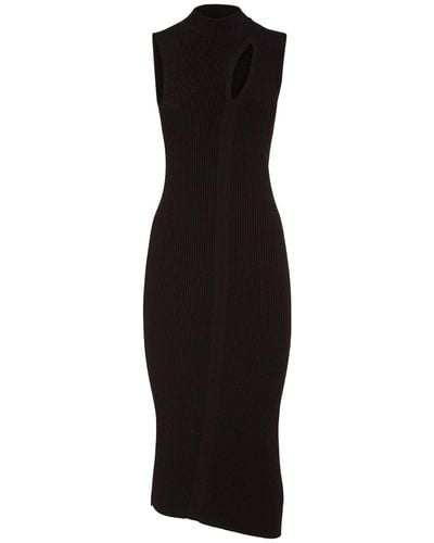 Versace Sleeveless Rib Knit Cutout Midi Dress - Black