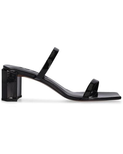 BY FAR 70mm Tanya Patent Leather Mules - Black