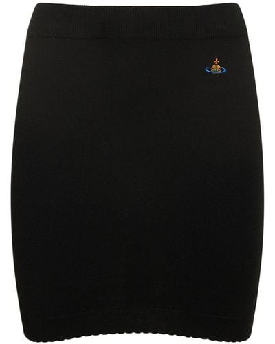 Vivienne Westwood Bea Logo Cotton Knit Mini Skirt - Black