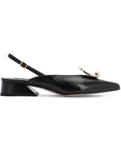Yuul Yie 30mm Sling Back Leather Pumps - Black