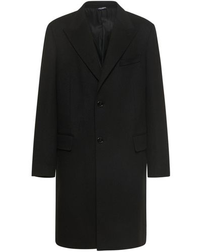 Dolce & Gabbana Manteau en laine à boutonnage simple - Noir