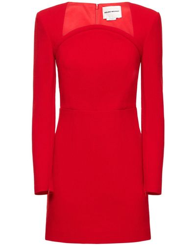 Roland Mouret Long Sleeve Wool Crepe Mini Dress - Red