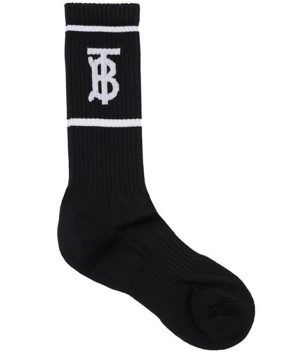 Burberry Logo Cotton Blend Socks - Black