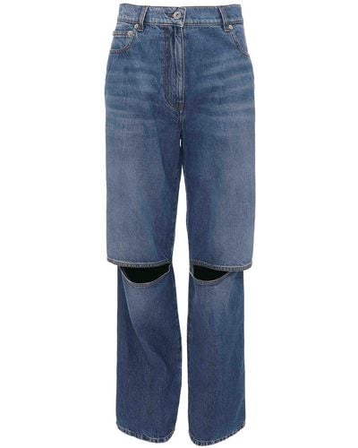 JW Anderson Cut-Out-Knee Denim Bootcut Jeans - Blue