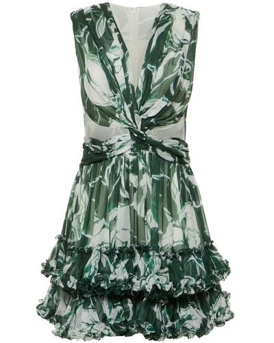 Costarellos Marguerite Cutout Printed Chiffon Dress - Green