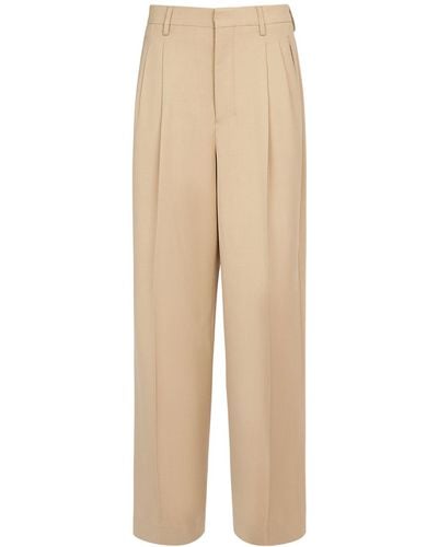 Ami Paris Straight Fit Wool & Viscose Twill Trousers - Natural