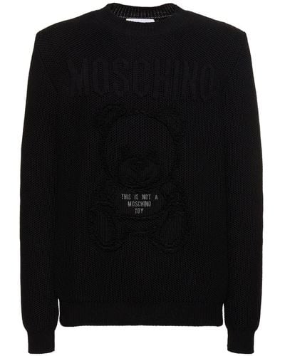 Moschino Teddy Print Cotton Knit Jumper - Black