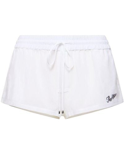 The Attico Shorts a vita bassa di mussolina con logo - Bianco
