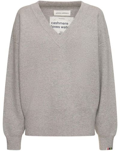 Extreme Cashmere V Neck Cashmere Sweater - Gray