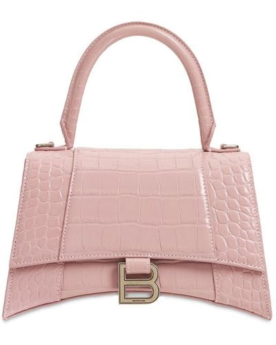 Balenciaga Small Hourglass Embossed Leather Bag - Pink