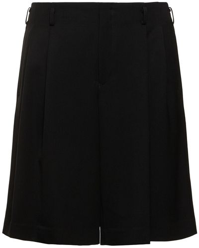 Comme des Garçons Pleated Wool Shorts - Black