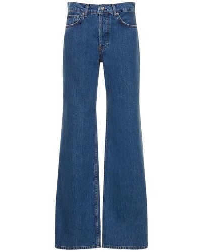Anine Bing Hugh Cotton Denim Straight Jeans - Blue