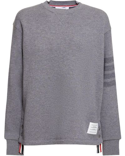 Thom Browne Intarsia Stripe Wool Jersey Sweatshirt - Gray