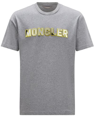 Moncler T-shirt en jersey de coton à logo - Gris