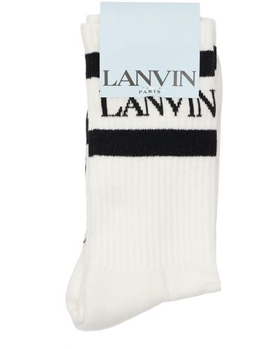 Lanvin Calcetines De Mezcla De Algodón Con Logo - Blanco