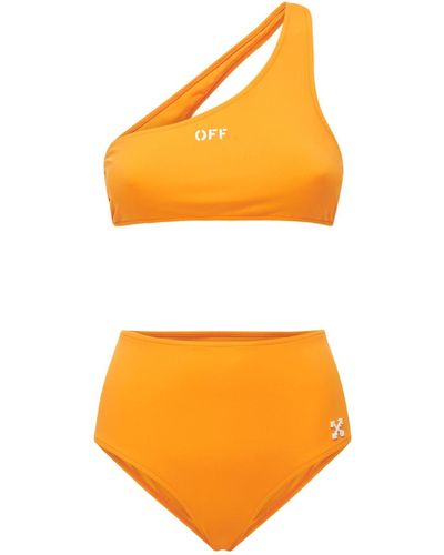 Off-White c/o Virgil Abloh Bikini Monospalla Con Logo - Arancione
