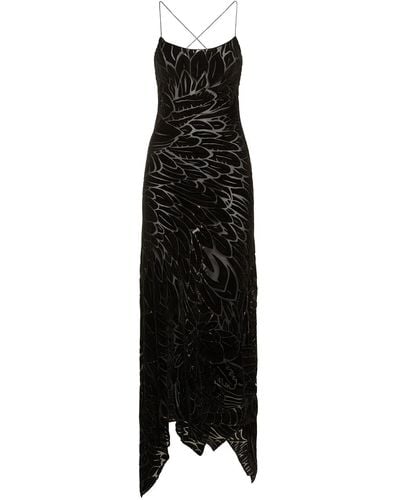 Roberto Cavalli Velvet Devoré Long Dress - Black