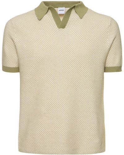Aspesi Cotton Knit Regular Fit S/s Polo - Natural