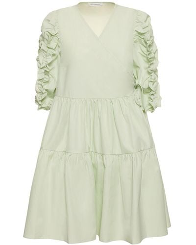 Cecilie Bahnsen Robe courte en coton à manches 3/4 vermont - Vert