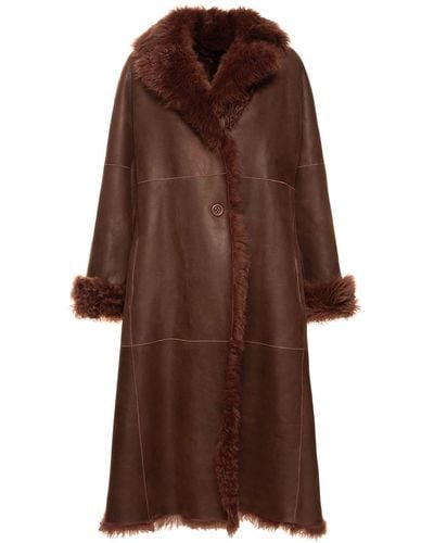 Alberta Ferretti Reversible Faux Fur & Faux Leather Coat - Brown