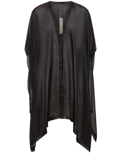 Rick Owens Zero Silk & Rib Jersey Long Sleeve Shirt - Black