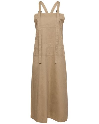 Yohji Yamamoto Adjustable Cotton Twill Long Dress - Natural
