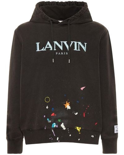 GALLERY DEPT X LANVIN Logo Hand Painted Washed Cotton Hoodie - Black