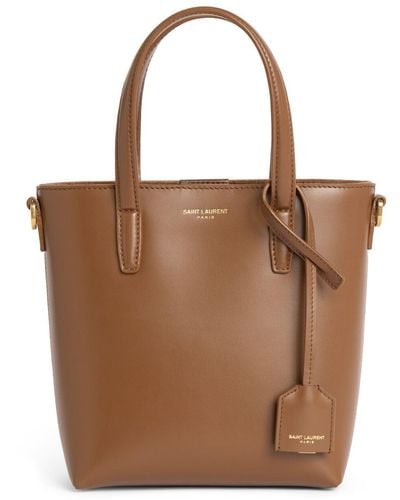 Saint Laurent Mini Toy Leather Shopping Bag - Brown