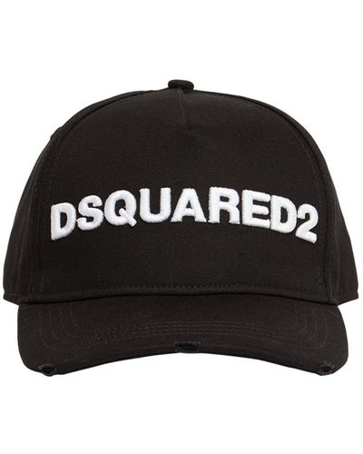 DSquared² Logo Embroidered Cotton Gabardine Cap - Black