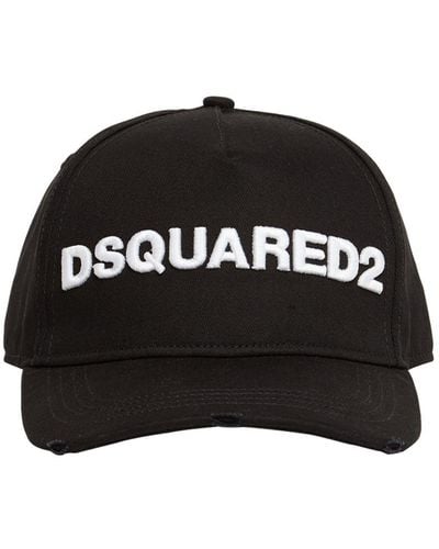 DSquared² Cappello in gabardina di cotone con logo - Nero