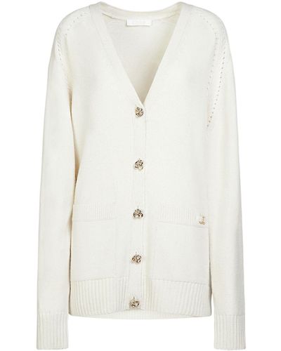 Chloé Embellished Cashmere Knit Cardigan - White