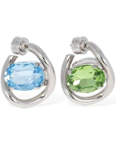 Marni Crystal Stone Hoop Earrings - Green