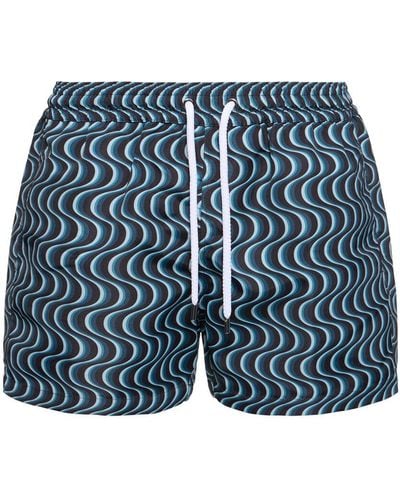 Frescobol Carioca Shorts mare copa camada in techno stampato - Blu