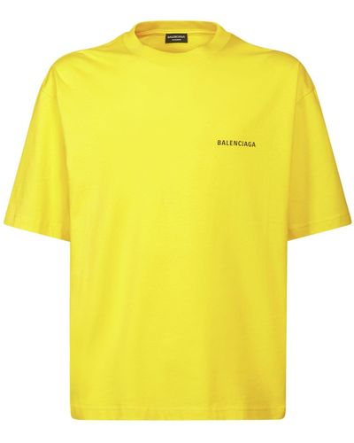Balenciaga Camiseta De Algodón Con Logo - Amarillo