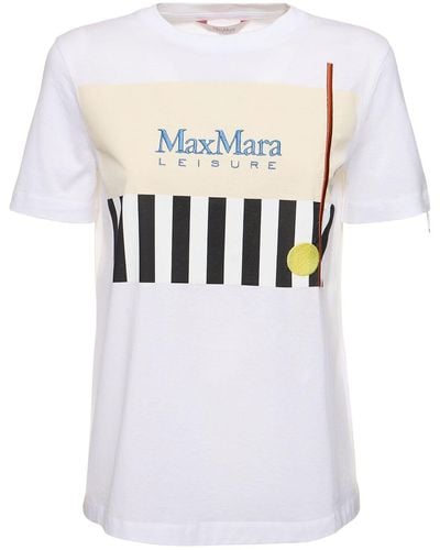 Max Mara Camiseta estampada y bordada - Blanco