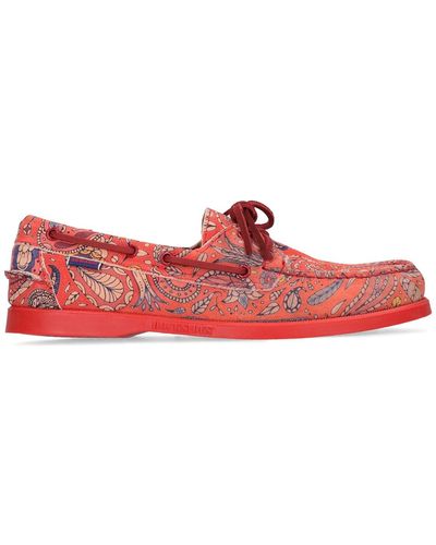 Sebago Docksides Paisley Leather Loafers - Red