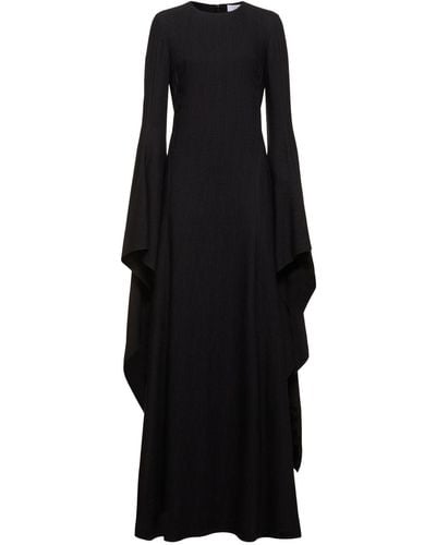 Gabriela Hearst Sigrud Long Sleeve Wool Blend Dress - Black