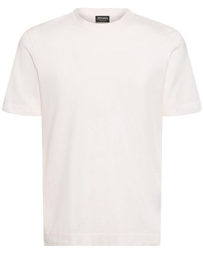 Zegna T-shirt Aus Baumwolle Und Seide "legerissimo" - Weiß
