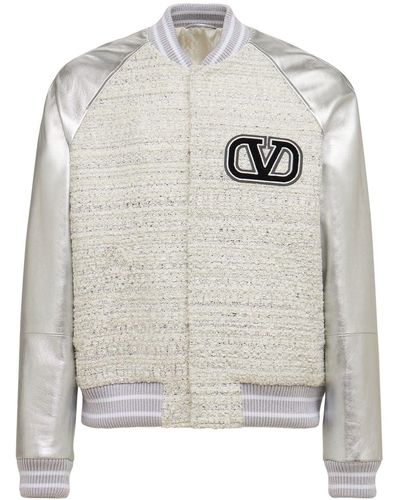 Valentino Vlogo レザー&ビスコースジャケット - ホワイト