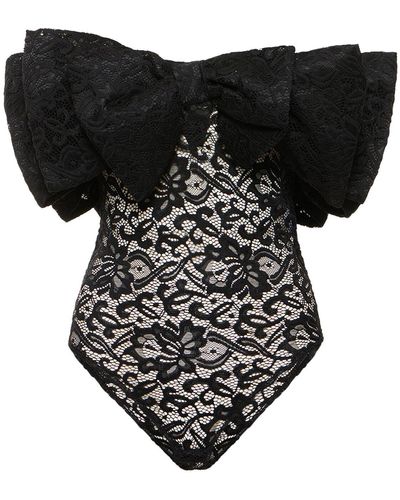 ROTATE BIRGER CHRISTENSEN Lace Bodysuit W/Bow - Black