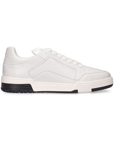 Moschino Teddy Faux Leather Low Top Trainers - White