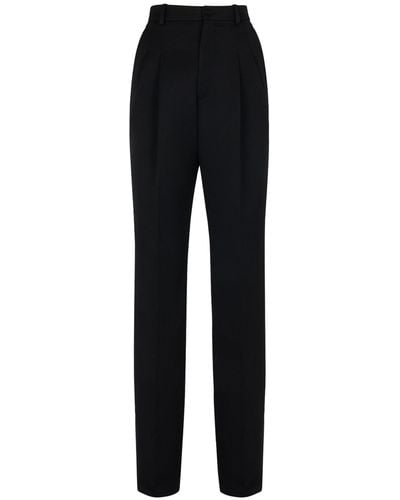 Saint Laurent High Waist Wool Trousers - Black