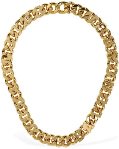 Balenciaga Chain Logo Brass Necklace - Metallic