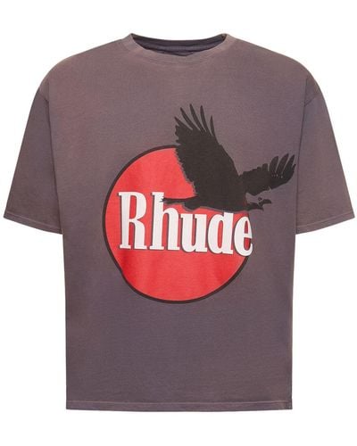 Rhude T-shirt eagle con logo - Grigio