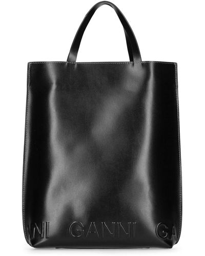 Ganni Banner リサイクルレザーバッグ - ブラック